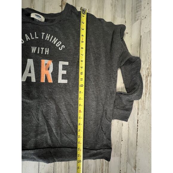 Old Navy Long Sleeved T-Shirt Womens X-Large Gray Do All things with Care/Cake - Picture 7 of 7